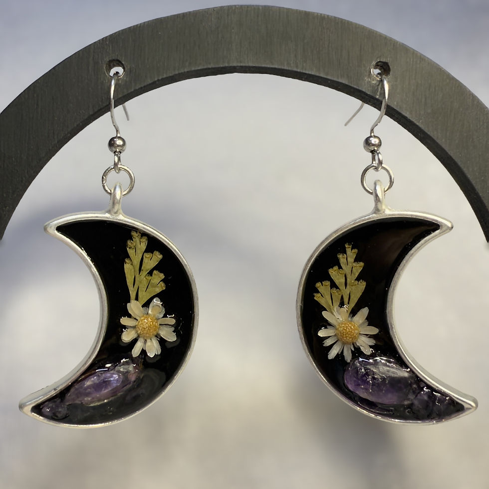 Thumbnail: Moon flower and amethyst earrings