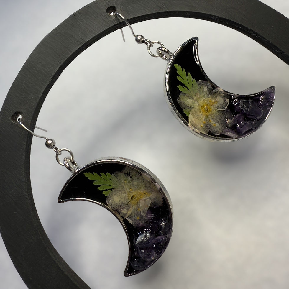 Thumbnail: Moon flower and amethyst earrings