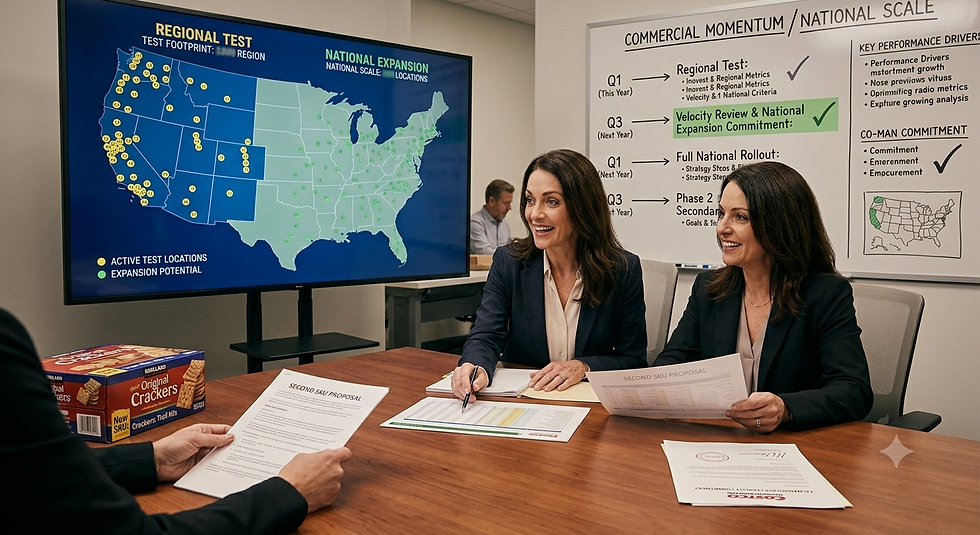 Costco brand growth strategy CPG scale regional test national program velocity benchmark triggers expansion roadshow to warehouse pathway second SKU moment 20% rule