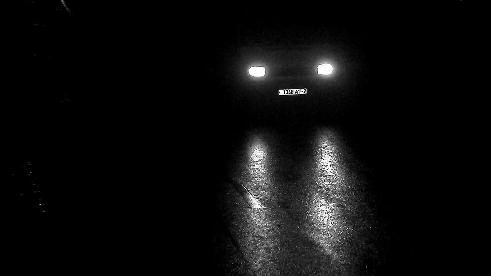 Night image. The license plate is clearly visible in the good IR illumination, but what is the car is impossible to understand