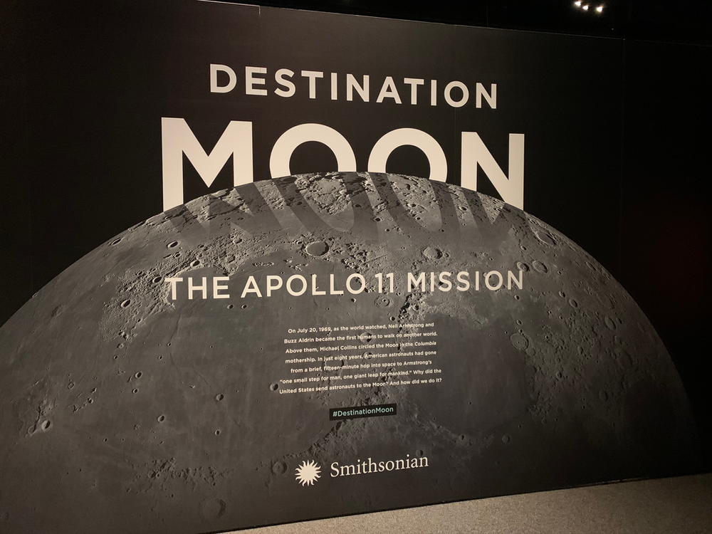 Destination Moon exhibit sign at the Cincinnati Museum Center