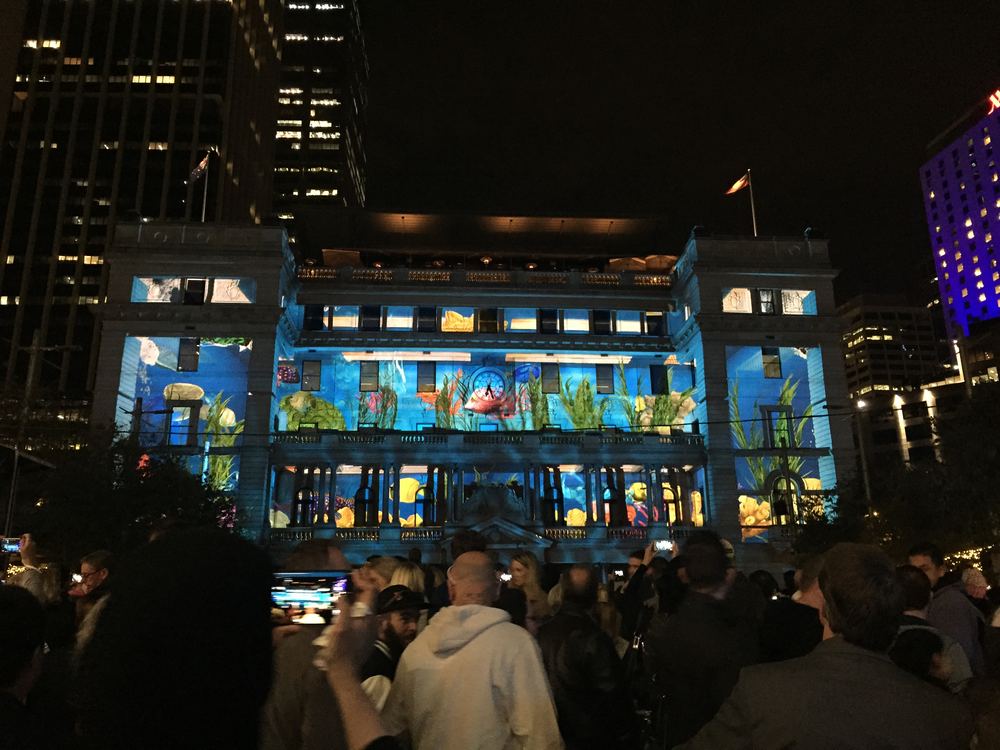 A building lit up for the Vivid Sydney festival