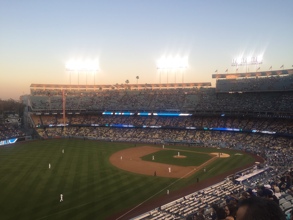 View of baseball diamond in Dodgers Stadium