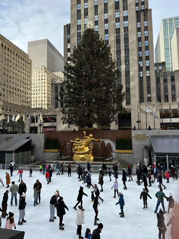 Rockefeller Plaza with Christmas tree and ice rink