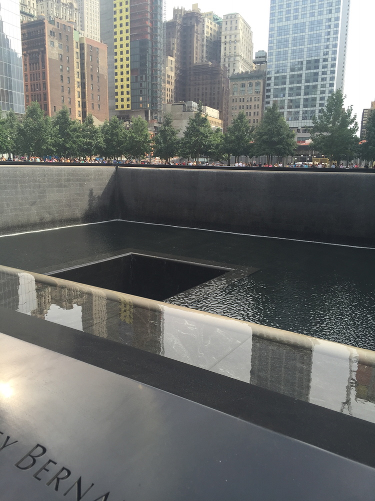 Overlooking the pools at the National September 11 Memorial and Museum