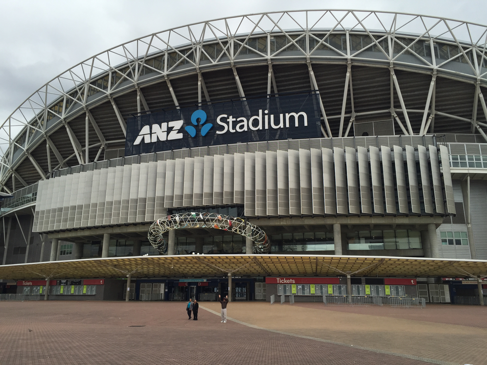 ANZ Stadium entrance on a cloudy day