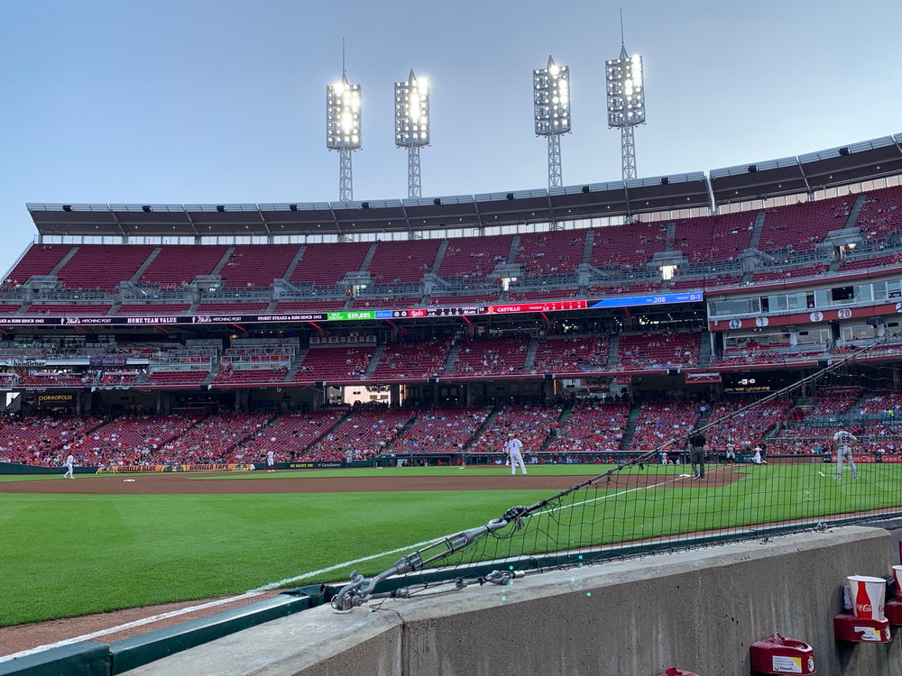 Cincinnati Reds baseball diamond view from lower level left field seats