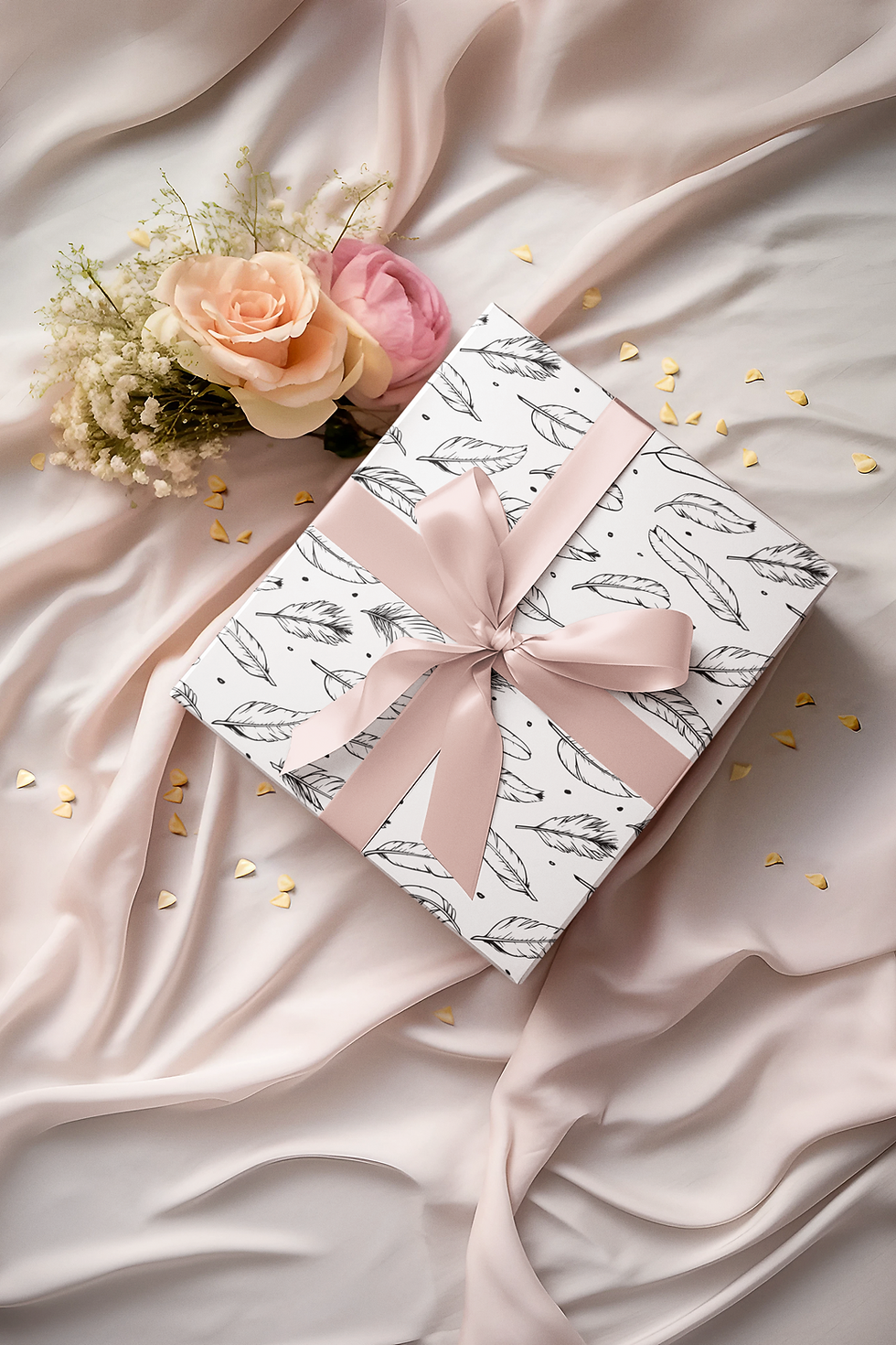 wrapping-paper-mockup-featuring-an-ai-generated-gift-with-flowers-m35535
