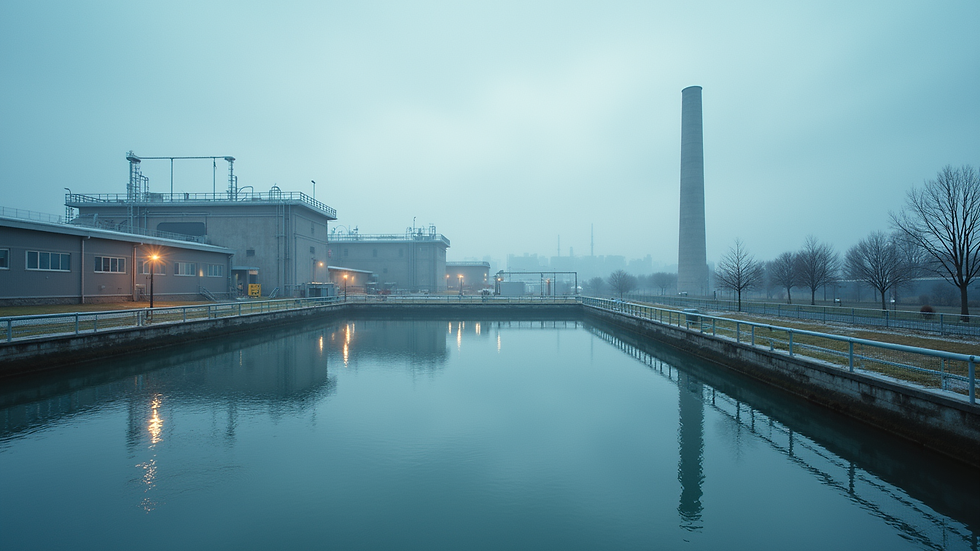 Wide angle view of a modern water treatment facility
