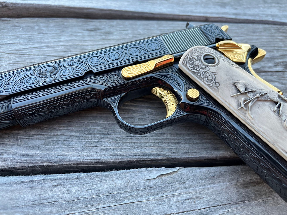 Thumbnail: Colt 1911 Caracara Blued & Gold 45 ACP