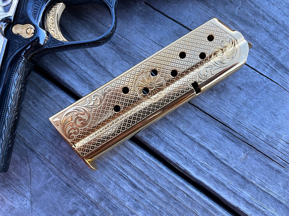 Thumbnail: Colt 1911 Caracara Blued & Gold 38 super