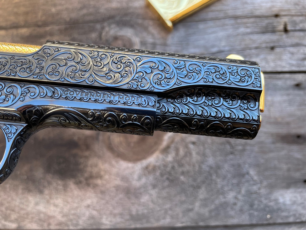Thumbnail: Colt 1911 Royal Blue/ Gold Small Scroll