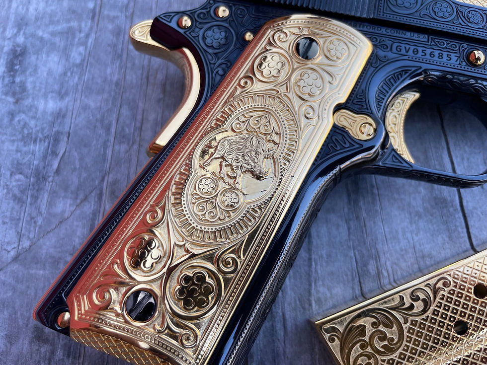 Thumbnail: Colt 1911 Caracara Blued & Gold 38 super 1 of 15 Limited edition