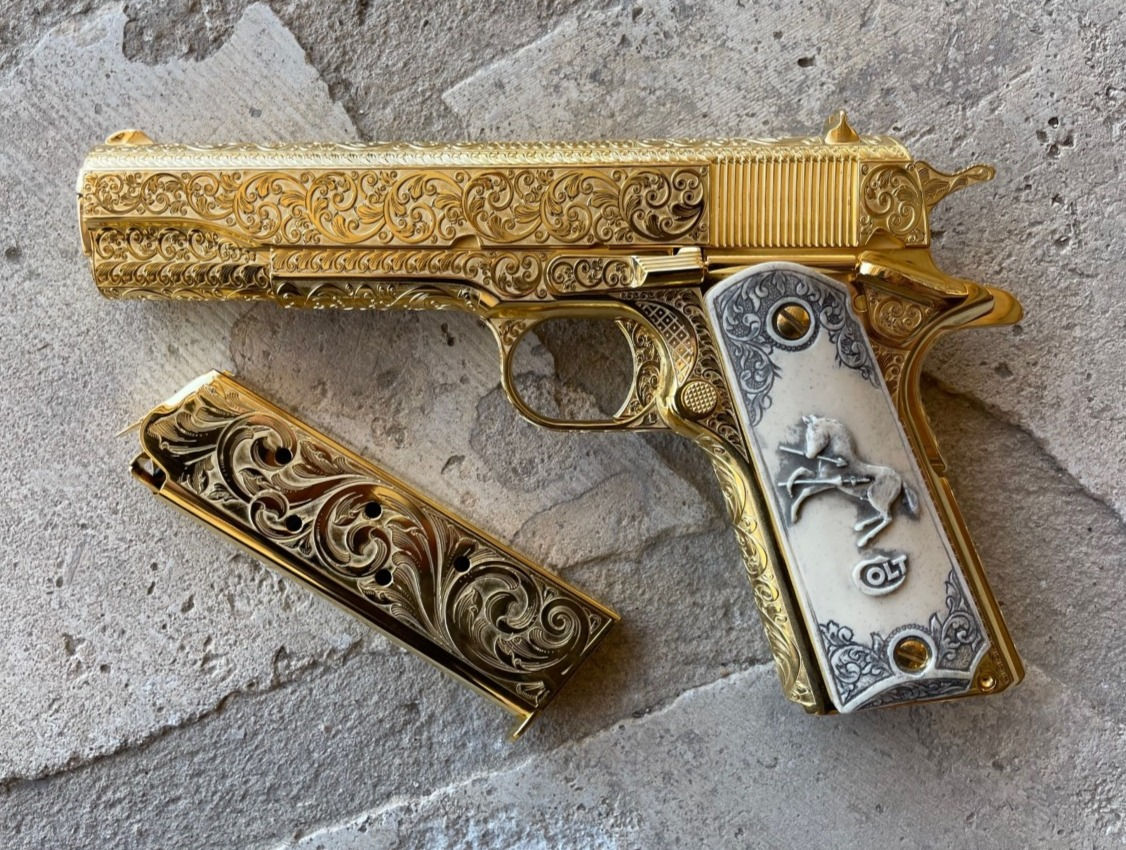 Colt 1911 Gold w/ Ivory Grips