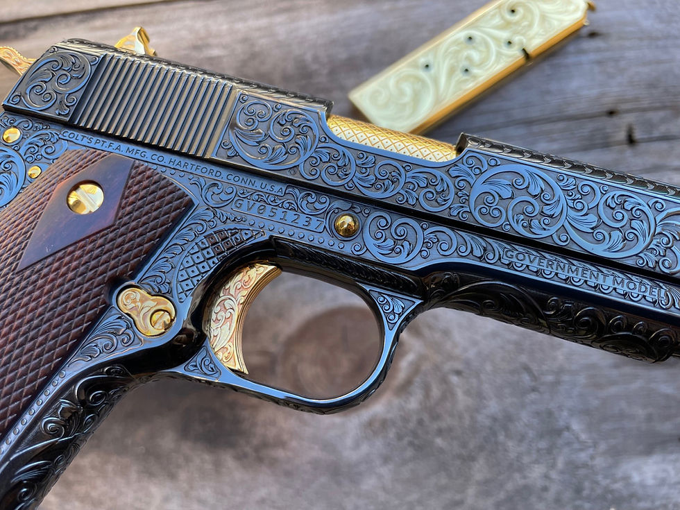 Thumbnail: Colt 1911 Royal Blue/ Gold Small Scroll