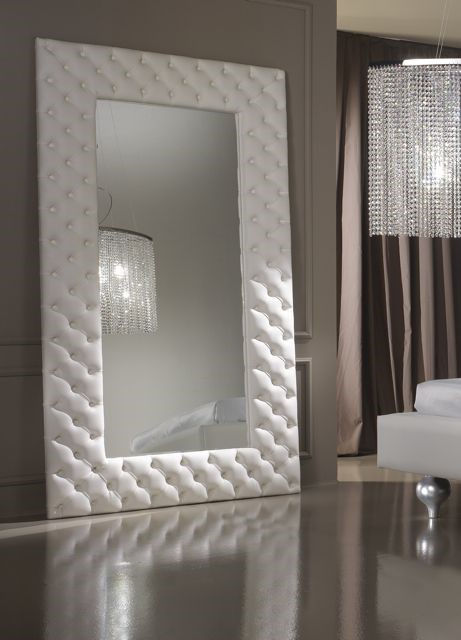 Thumbnail: Upholstered chesterfield velvet frame mirror