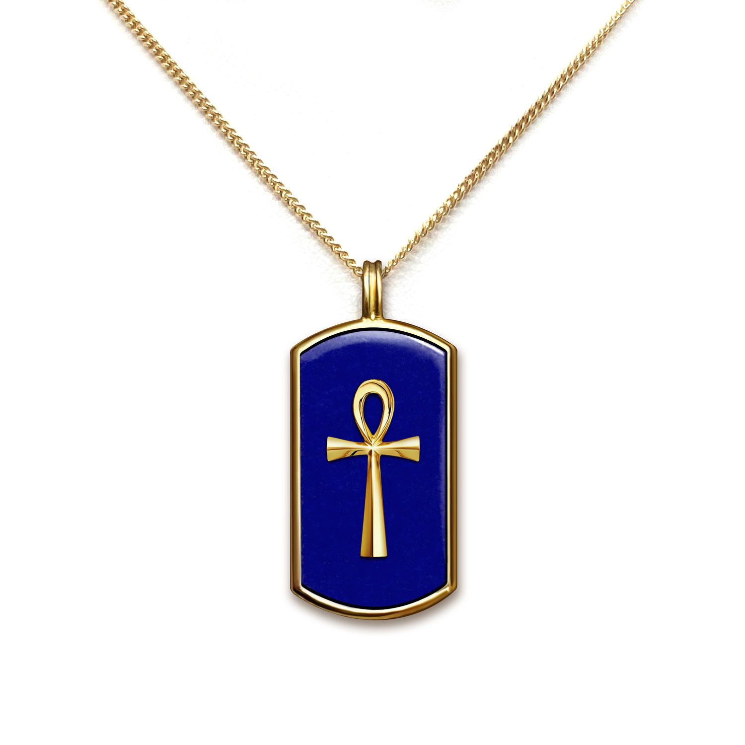 Infinity Ânkh Pendentif Or Champagne 18k et Lapis