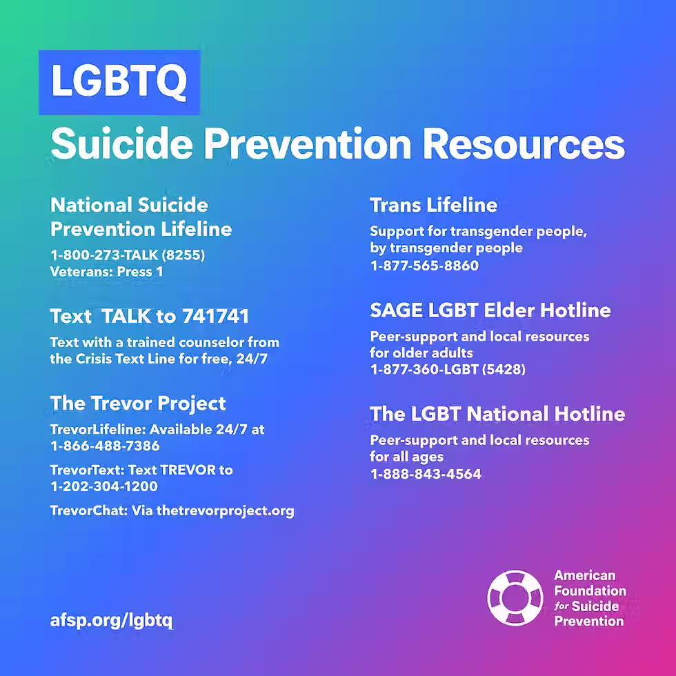 lgbt suicide hotlines