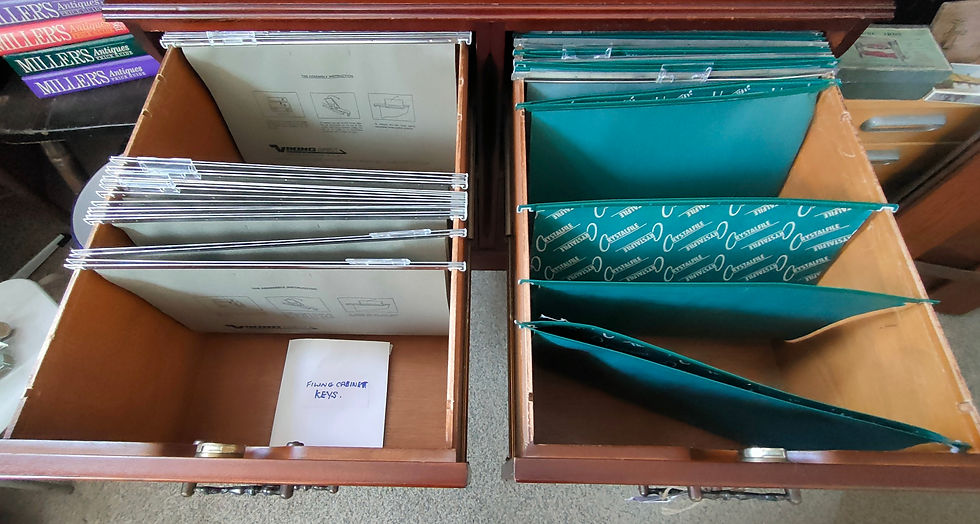 Thumbnail: Vintage Green  Leather Top Filing Cabinet Desk