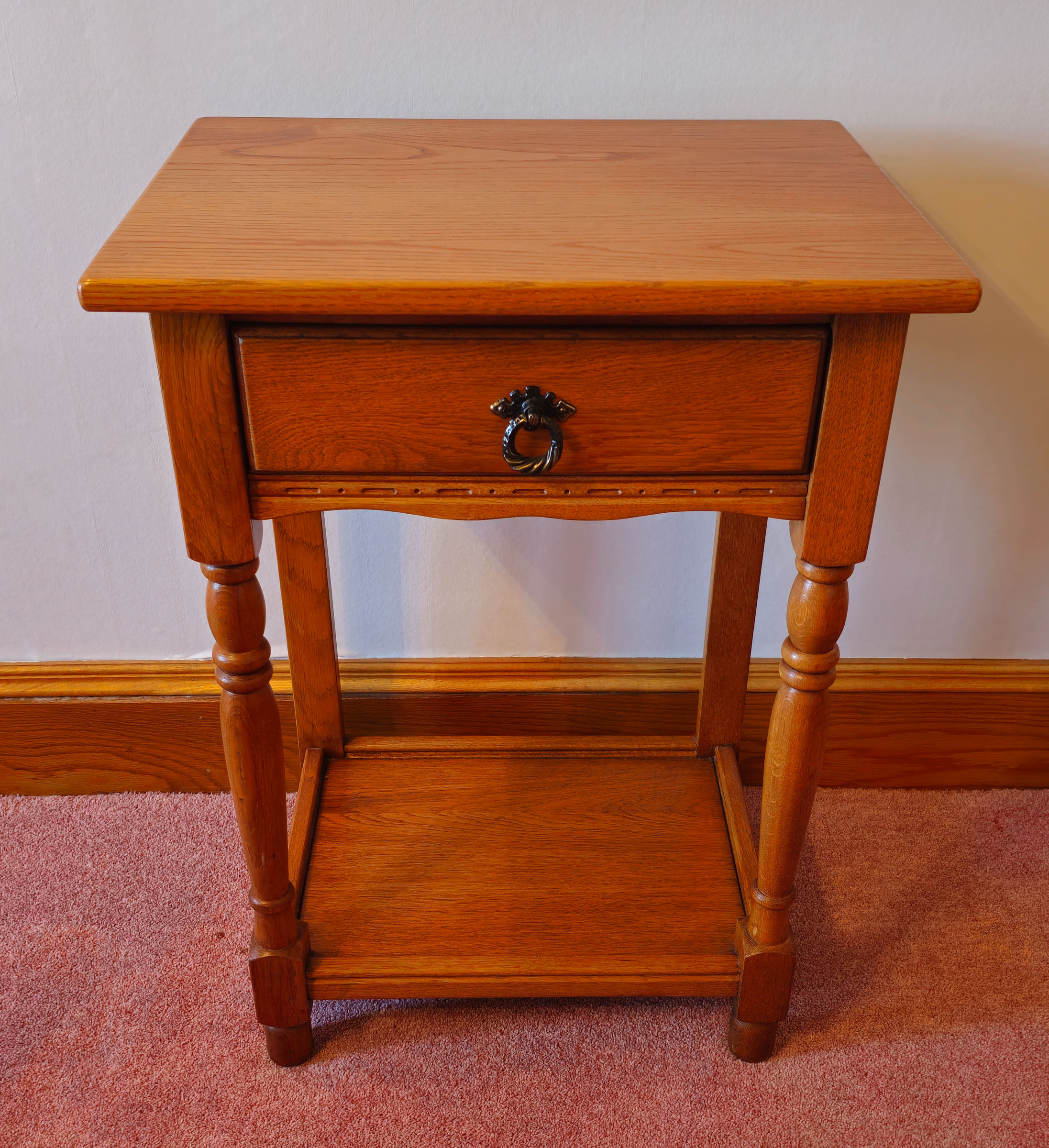 Solid Oak  1 Drawer Lamp/Console Table
