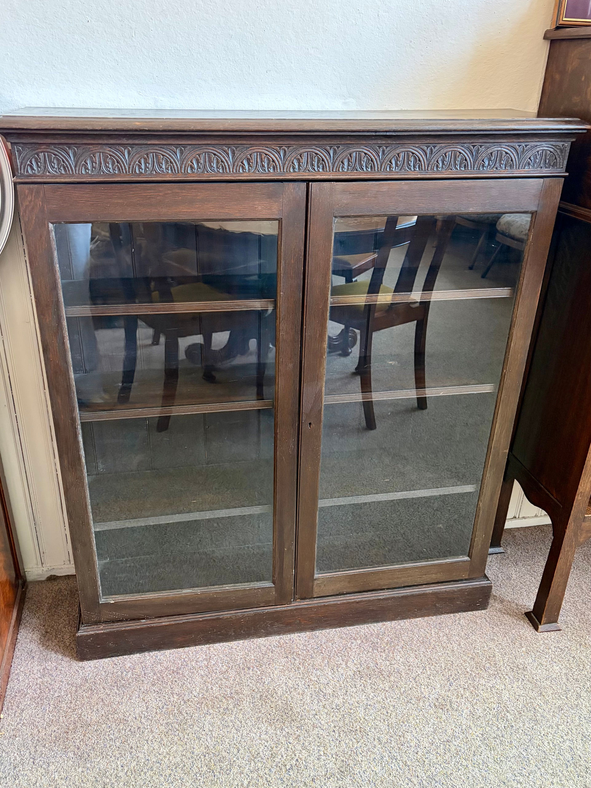 Vintage 2 Door Glass Front Bookcase