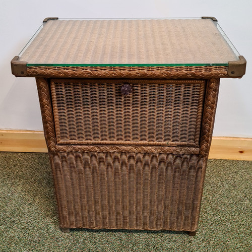 Vintage Lloyd Loom Laundry Basket with Glass Top bremners