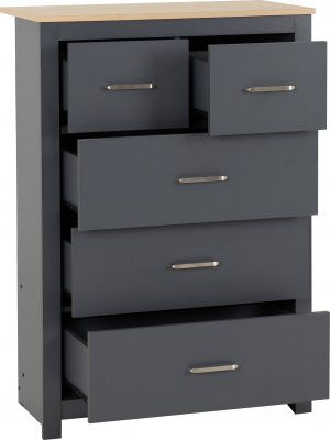 Thumbnail: PRTL 3+2 Drawer Chest Grey/Oak Effect