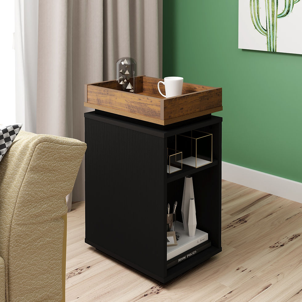 Thumbnail: Black and Oak Effect Storage Side Table