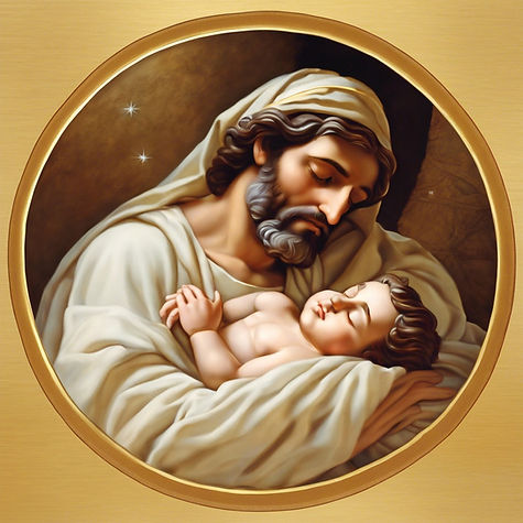 Saint Joseph sleeping with baby jesus, middle eastern.jpg