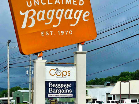 Unclaimed Baggage storefront in Scottsboro, Alabama