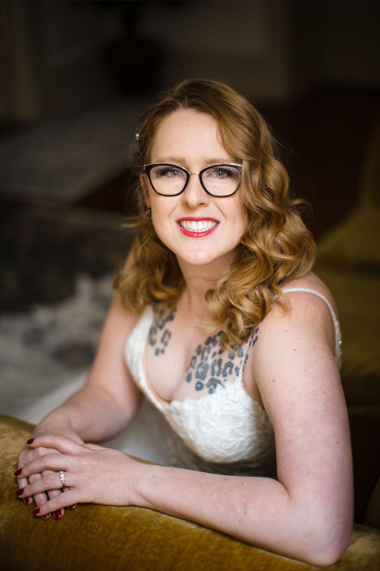 Close up photo of bride