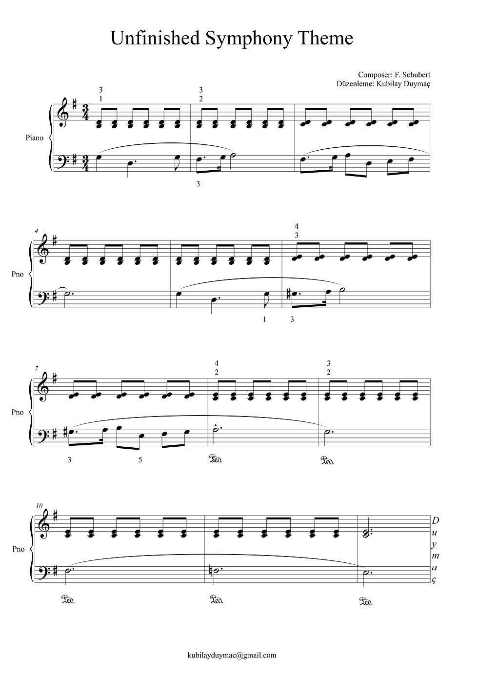 Franz Schubert: Hayatı, Unfinished Symphony Theme Eseri ve Basit Çalınabilir Format | PDF, Audio, PNG İndir