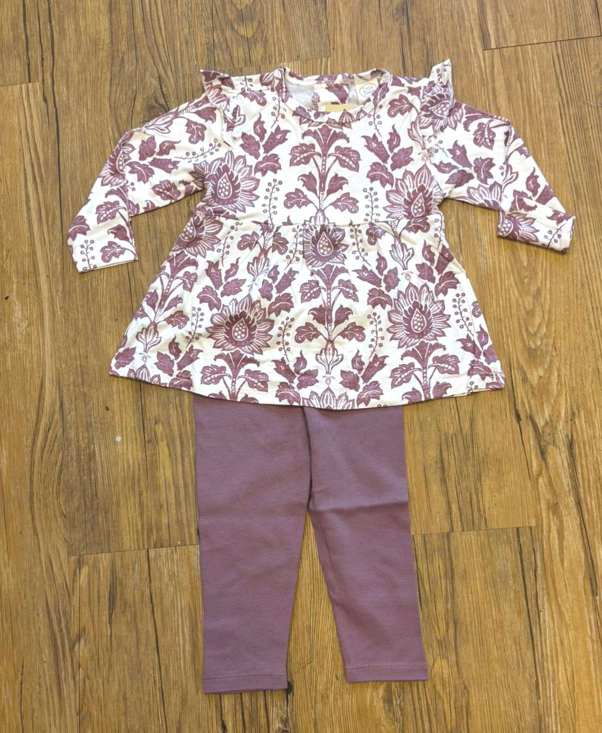 Plum print legging/ swing top set