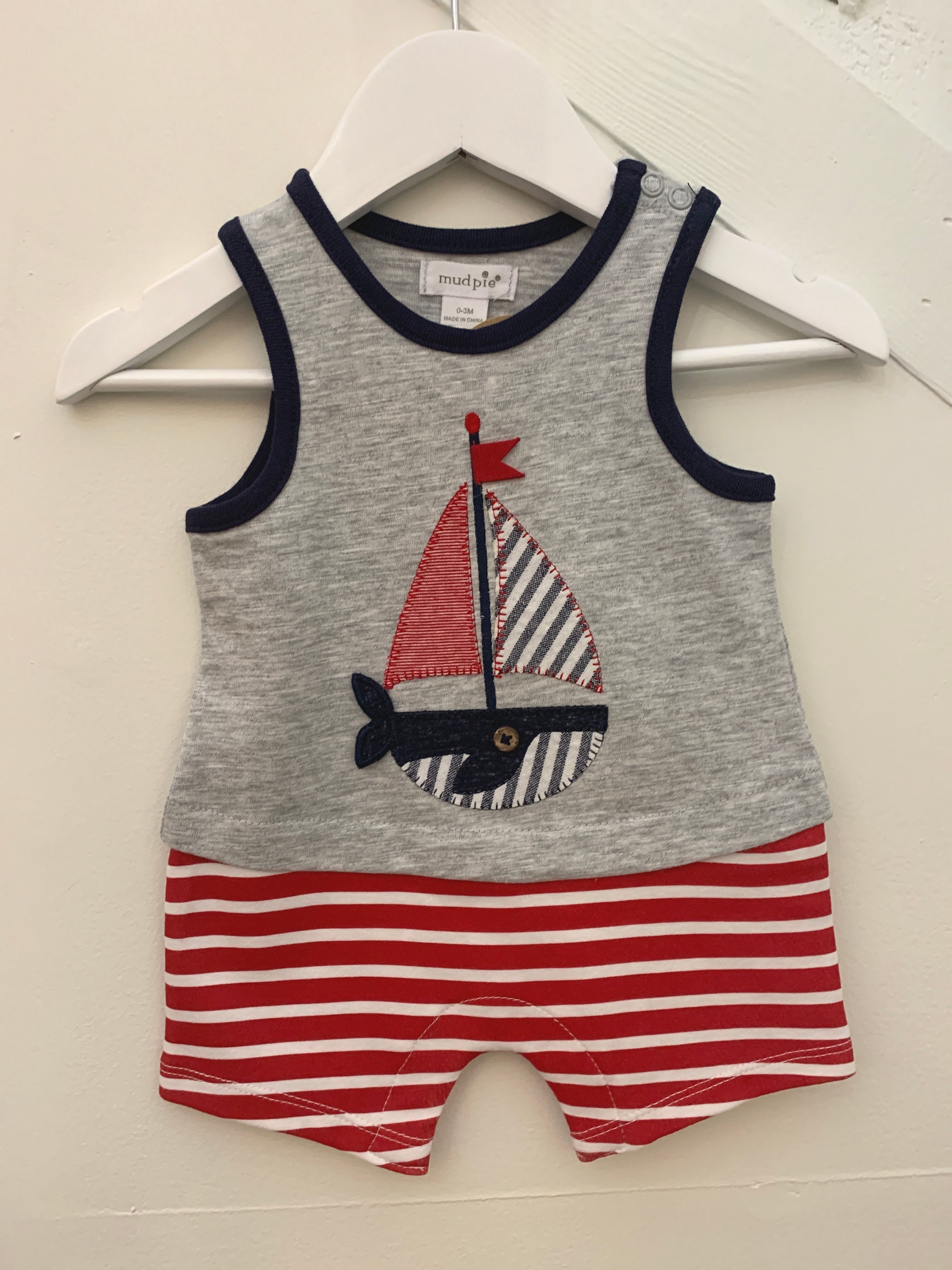 Gray Sailboat Romper