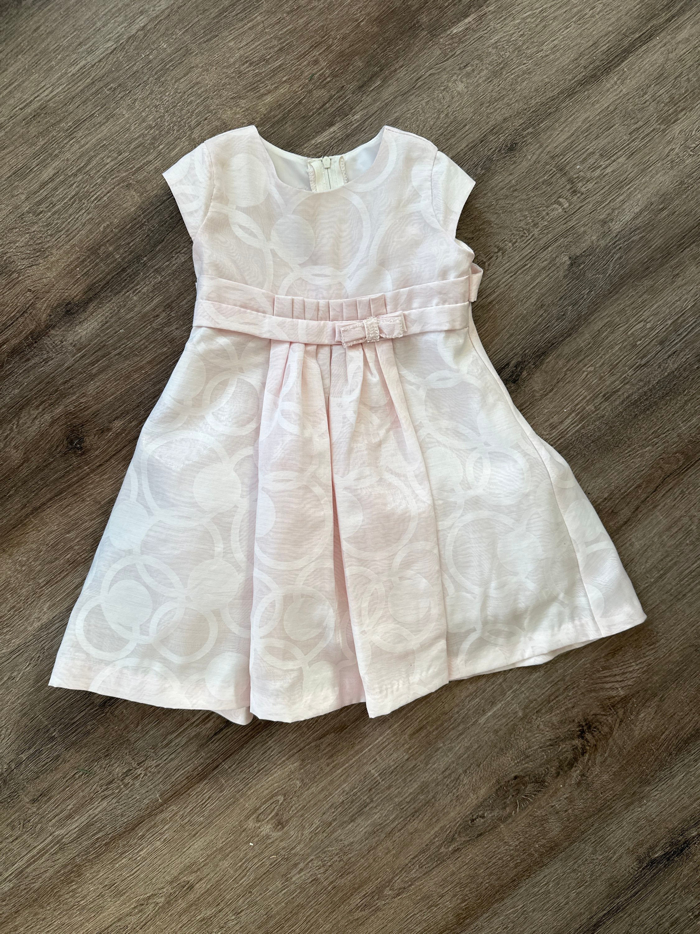 Dressy pale pink circle patterned party dress