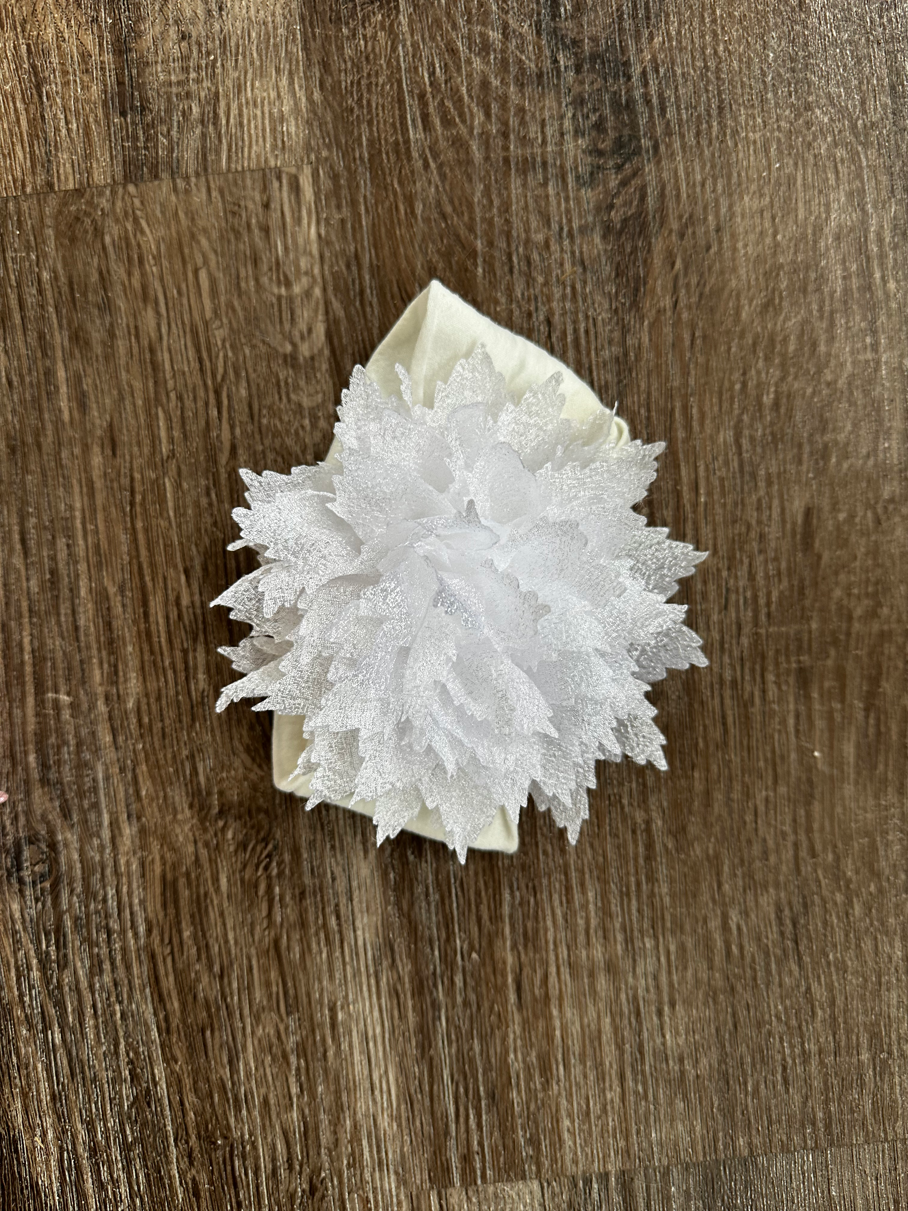 WHITE flower petal hairbow, headband