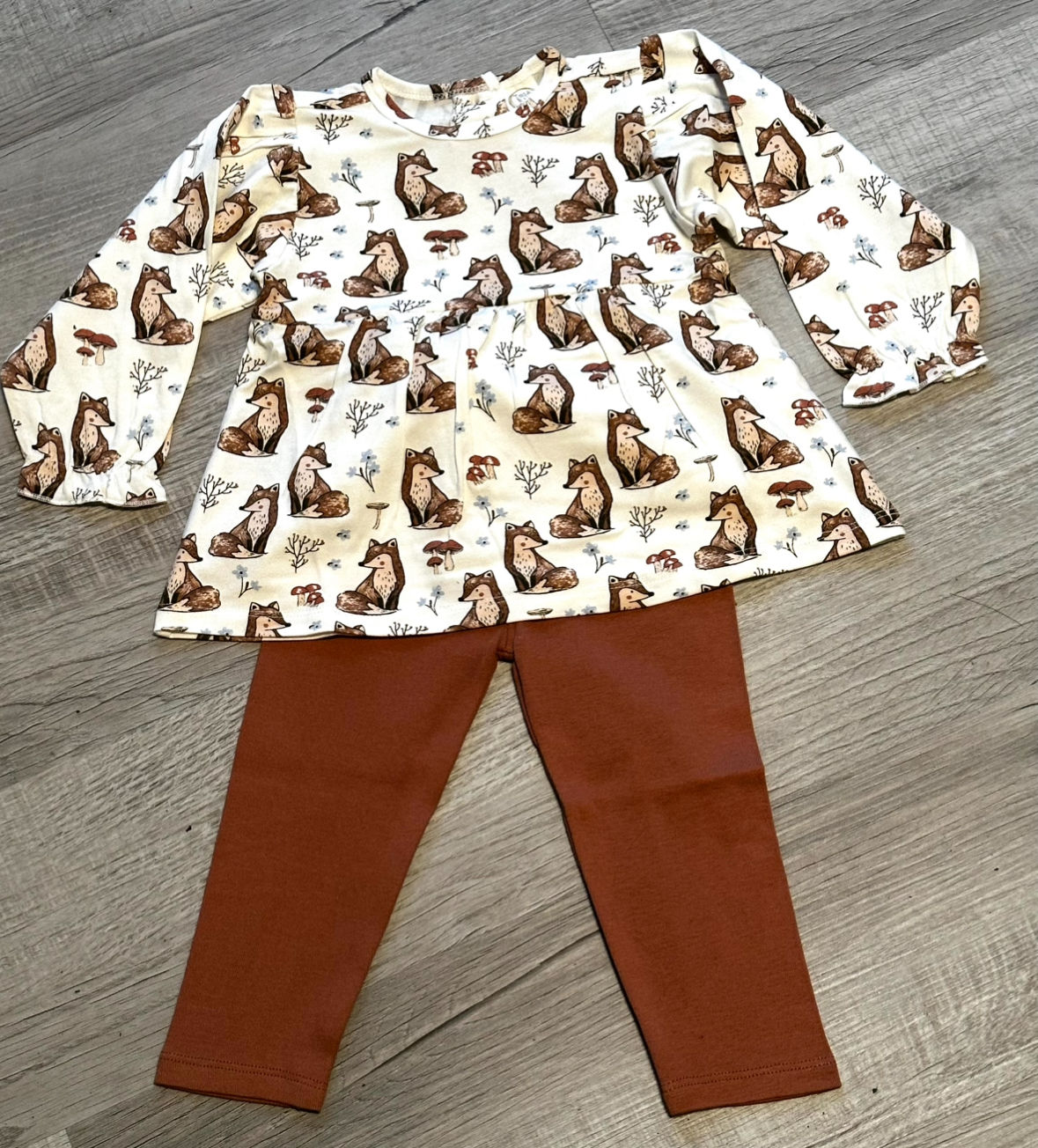 Fox print swing top & pant toddler set
