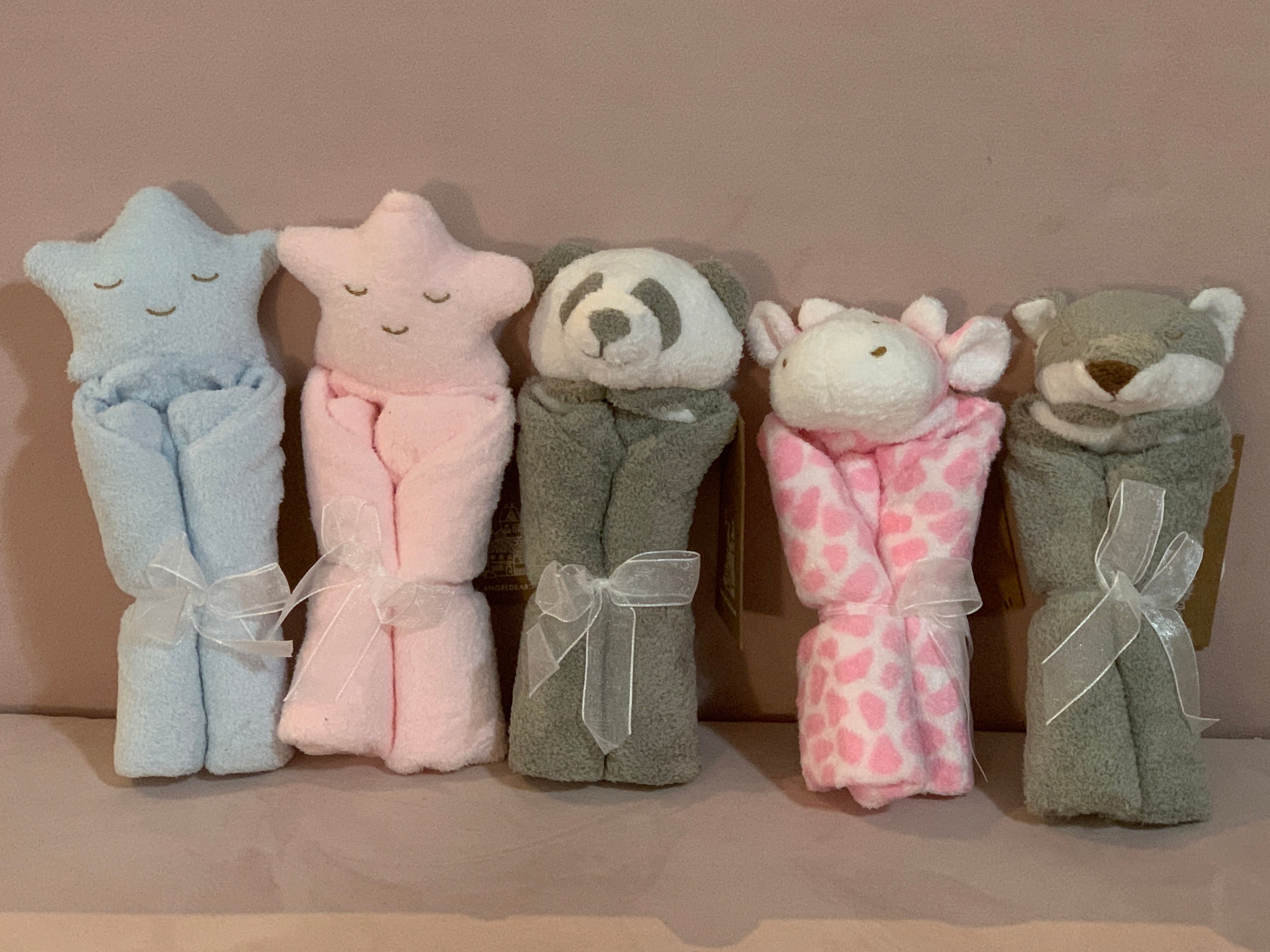 LOVEY ( very small soft blanket) star, panda,giraffe,Fox $11 each