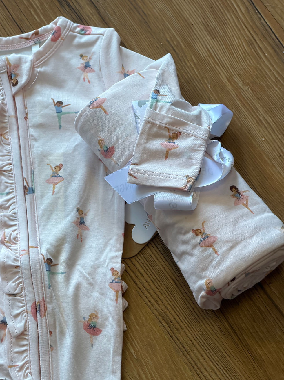 Thumbnail: Ballerina print take me home set 0-3 mo with swaddle blanket