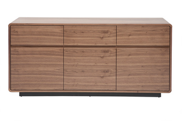 Buffet design en bois foncé noyer 3 portes 3 tiroirs L160 cm JAKO