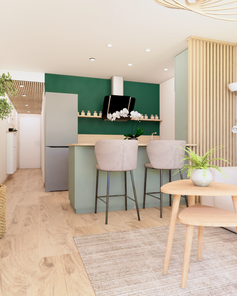 Aménagement 3D – pièce de vie – Djuna Décoration