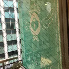 Akihabara Maid Cafe BLUE EGG interior window exterior sign