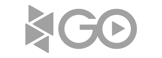 לוגו GO עם סמל פליי ומשולשים
