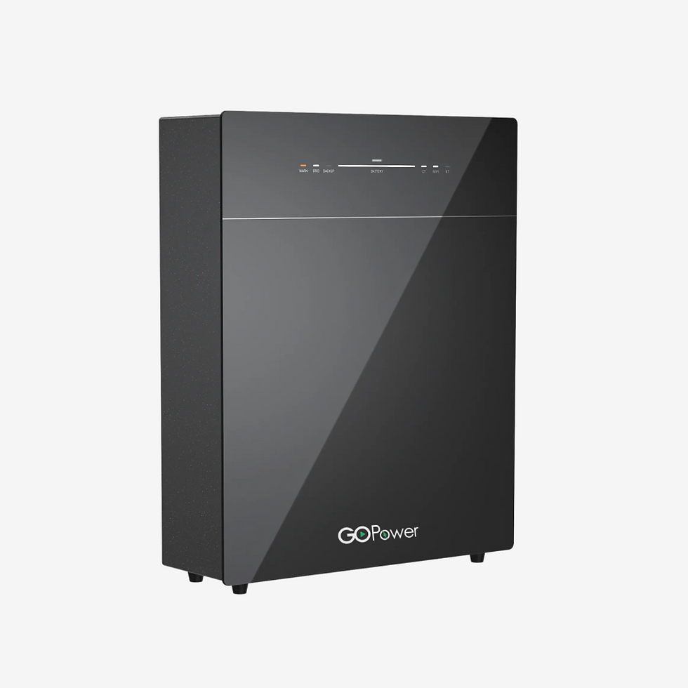 Black energy storage unit with GoPower logo, PV 240W, perfect for home use.