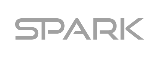 לוגו SPARK באותיות אפורות על רקע שחור