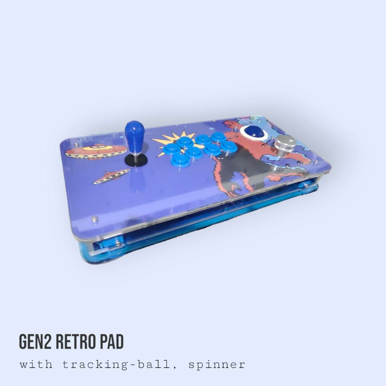 Arcade Pad with Tracking Ball and Spiner, Premium Quality. Acrycade gear