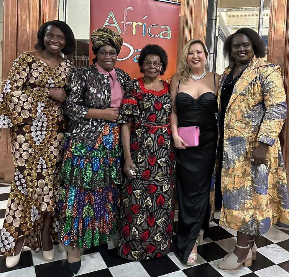AWAFN's Therese and Sarah with Lilian Ntahonkiriye, Rebecca Mphande and Abouk Mour Giir at the Africa Day Gala.