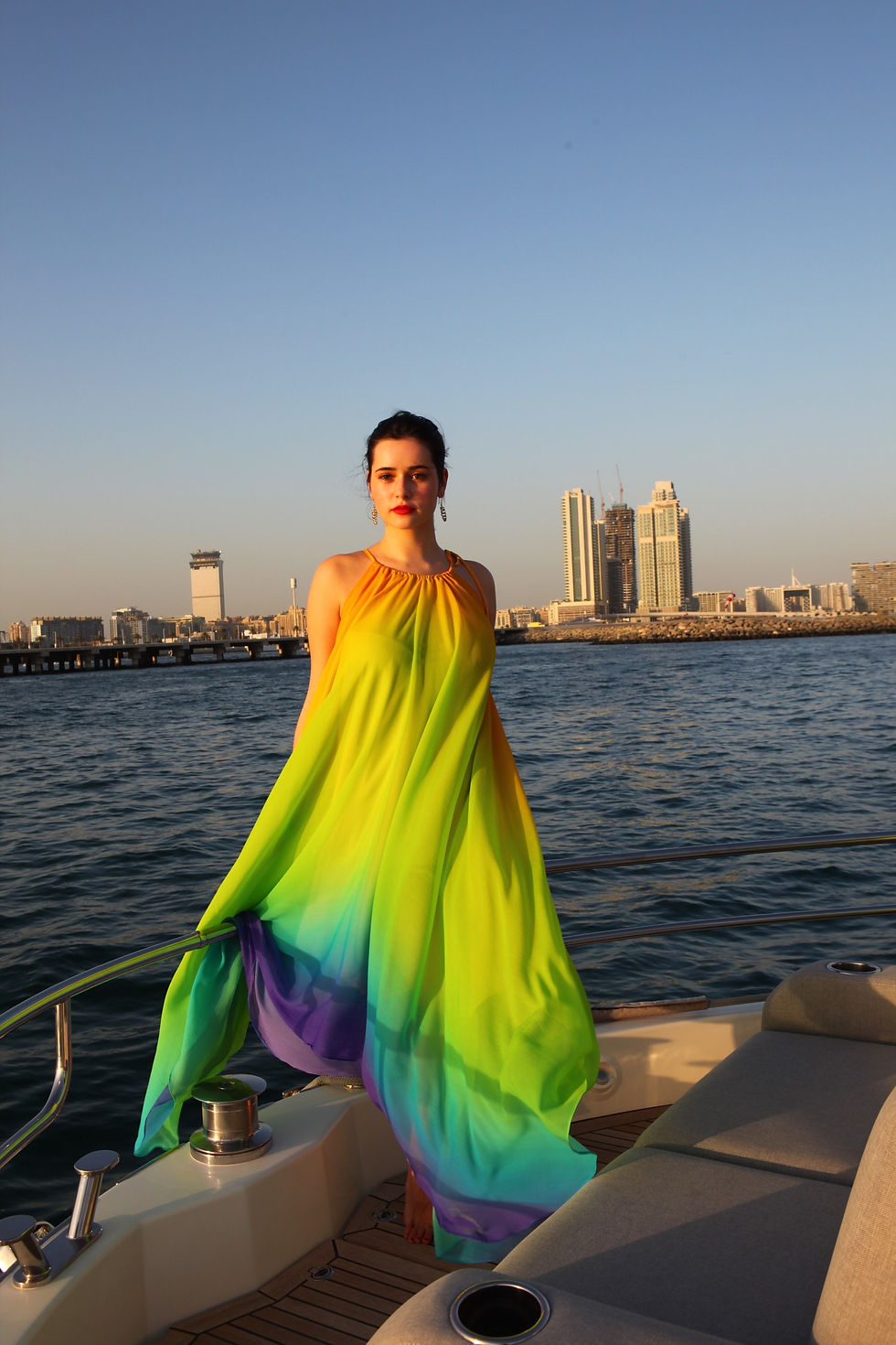 Thumbnail: Gradient Green/ Purple French Silk Dress 