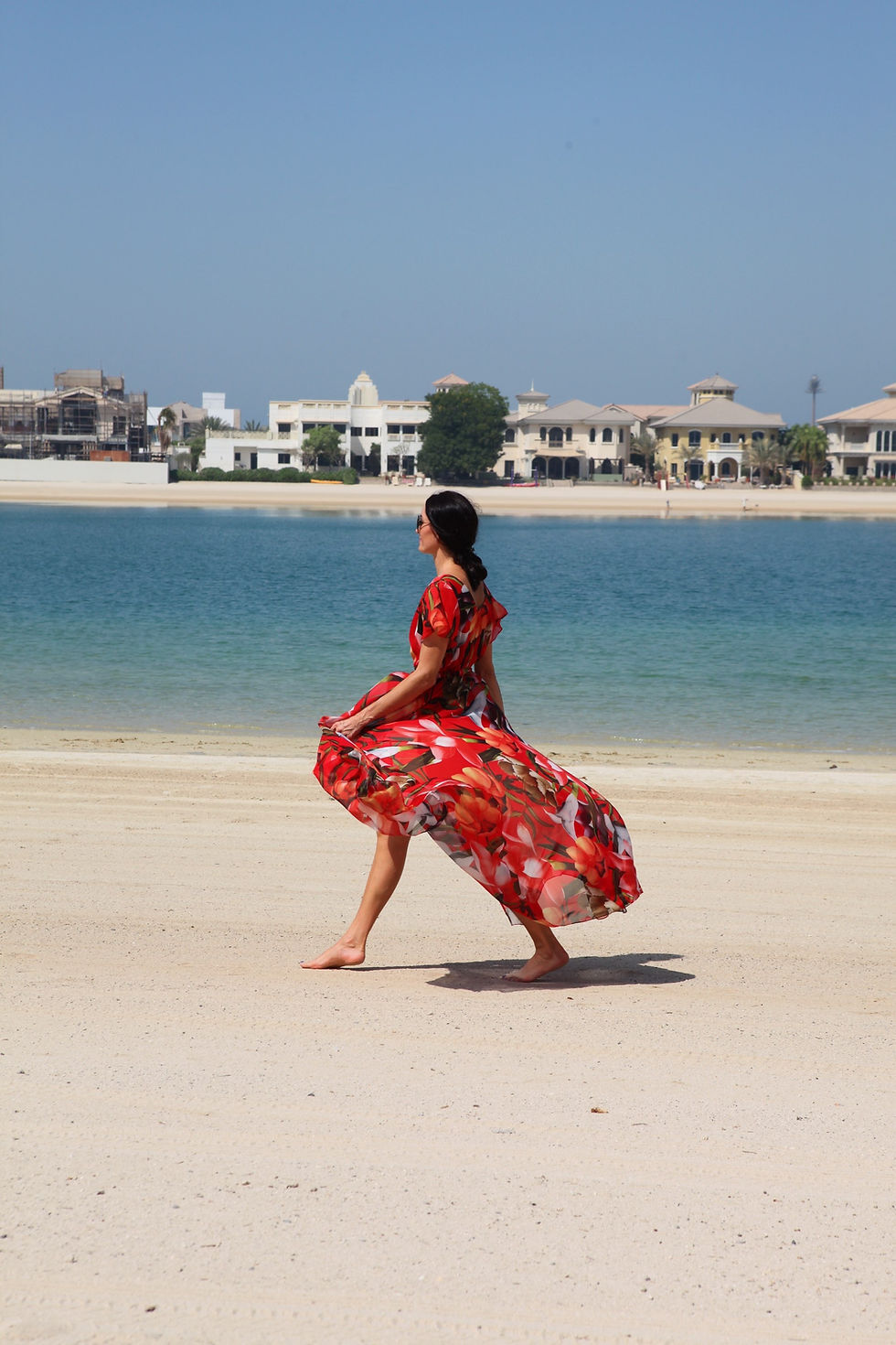 Thumbnail: Red Floral Beach Dress