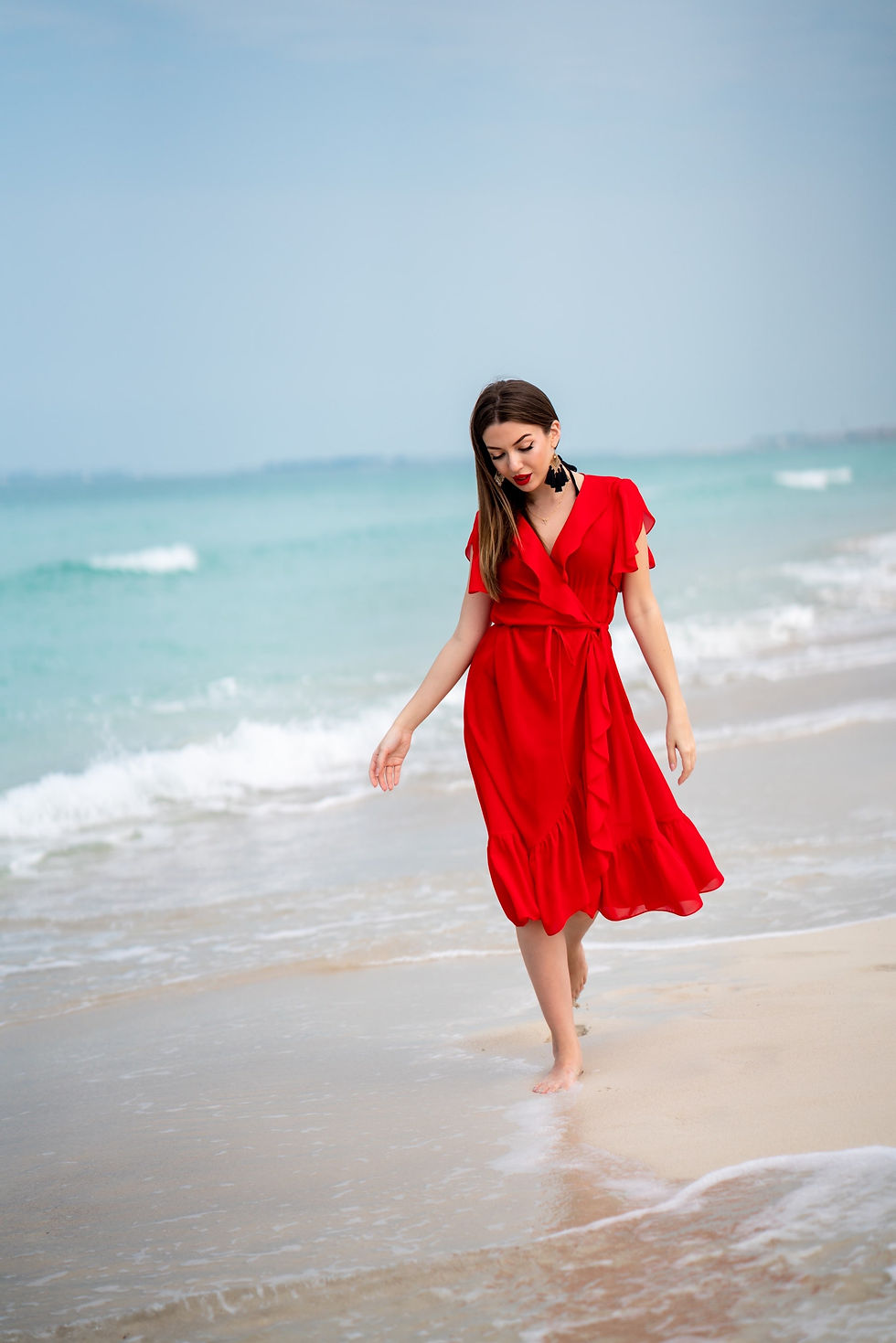 Thumbnail: Short Midi Red Wrap Dress